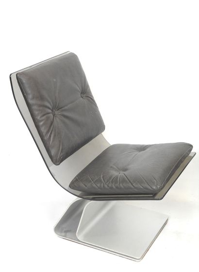 Maison JANSEN: Three armchairs in smoked...