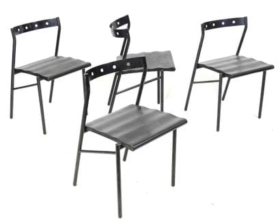 Philippe GONNET (20th): Four chairs in blackened...