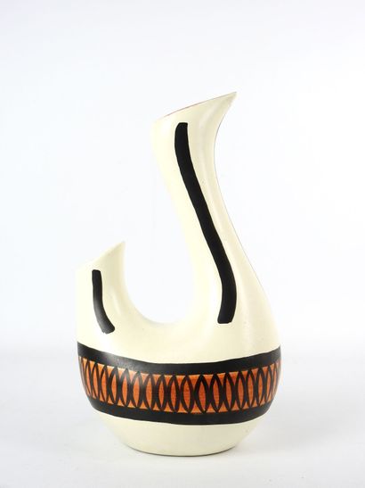 J BURG (20th): White, black and orange ceramic...