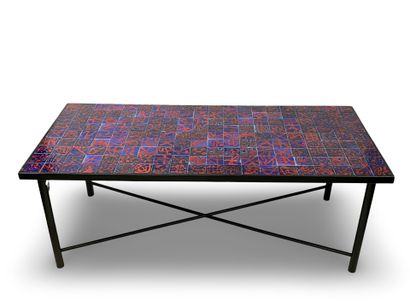 EXCEPTIONAL DINING TABLE with 180-tile ceramic...