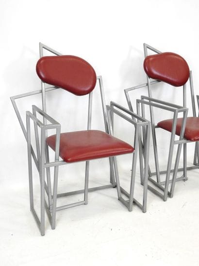 Pair of unstructured dining room CHAIRS in...