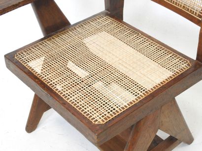 Pierre JEANNERET (1896-1967) 
Teak and wickerwork...