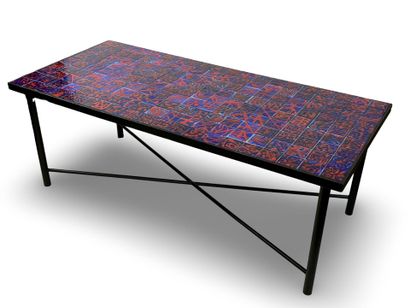 EXCEPTIONAL DINING TABLE with 180-tile ceramic...