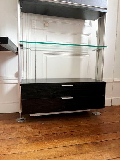 LARGE MODULABLE WALL LIBRARY forming a desk,...