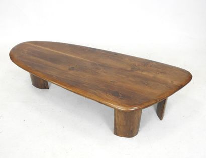 Free-form LOW TABLE in natural wood on three...