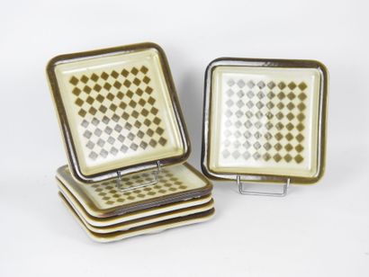 Roger CAPRON (1922-2006): Six two-tone earthenware...