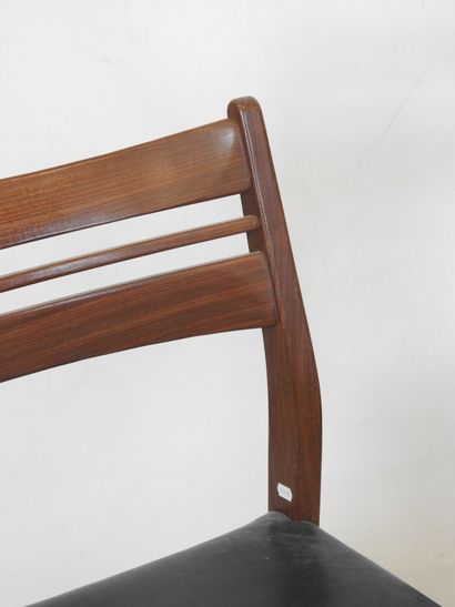 FOUR Scandinavian exotic wood and black skai...
