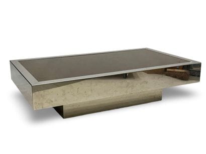 Rectangular chrome-plated metal LOW TABLE...