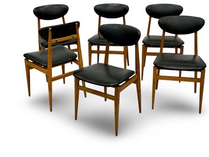 SIX SCANDINAVES in exotic wood, oval back,...