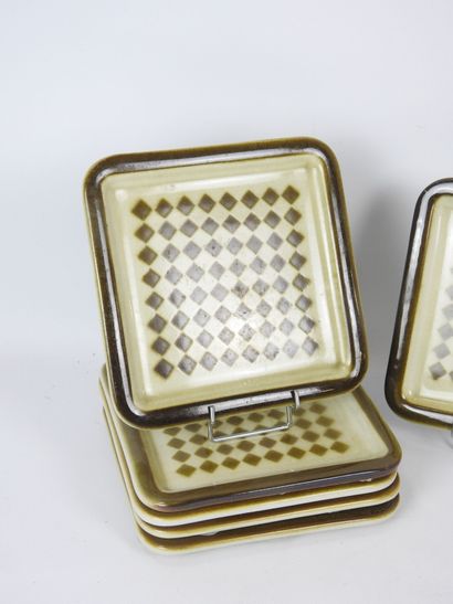 Roger CAPRON (1922-2006): Six two-tone earthenware...