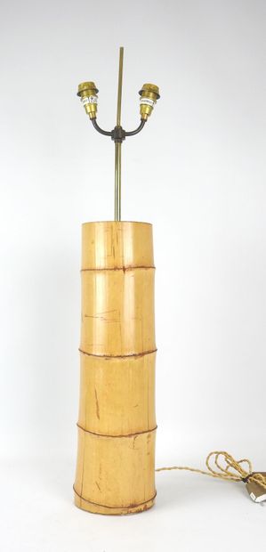 VERY LARGE two-light TABLE LAMP with bamboo...
