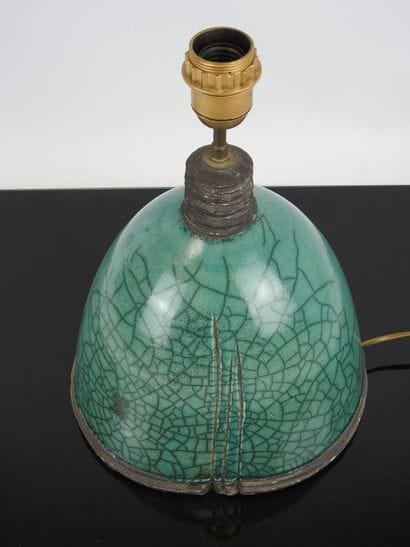 LAMP base in raku with incised decoration...