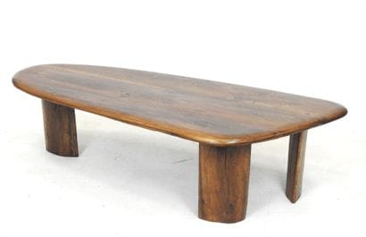 Free-form LOW TABLE in natural wood on three...