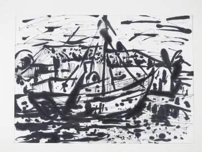Irena DEDICOVA (1932-1987). Sailboat. Black...