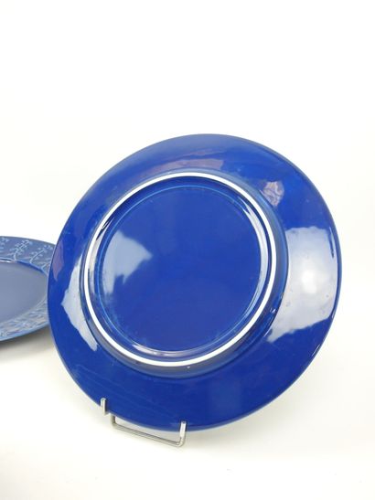 LALIQUE (in the style): Six blue porcelain...