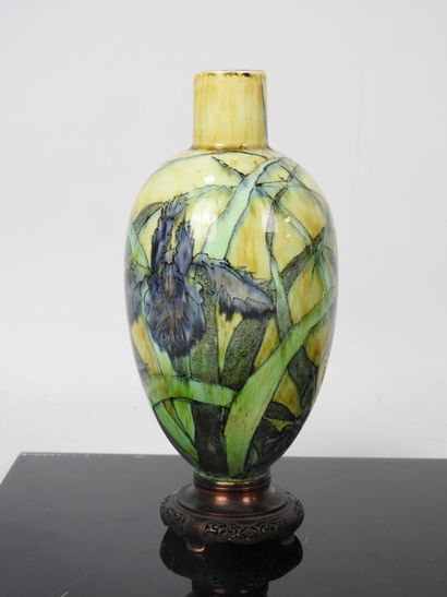 HOLLAND: Pair of ceramic vases with polychrome...