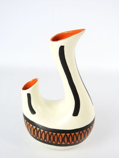 J BURG (20th): White, black and orange ceramic...