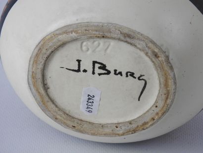 J BURG (20th): White, black and orange ceramic...