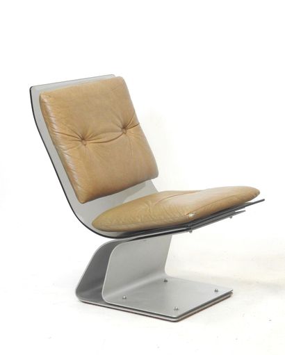 Maison JANSEN: Two armchairs in smoked securit...