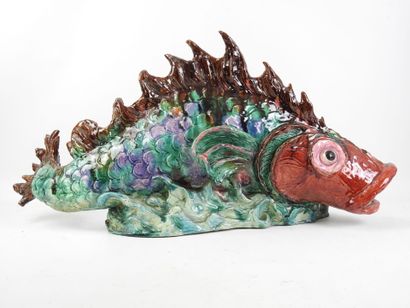 G. MAIRE (XXth): Rascasse fish. Large ceramic...