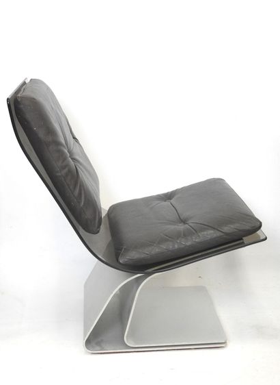 Maison JANSEN: Three armchairs in smoked...