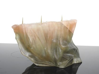 DAUM France: Three-light candelabra in pâte...