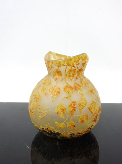 DAUM Nancy: Double glass vase with flared,...