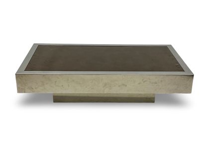 Rectangular chrome-plated metal LOW TABLE...