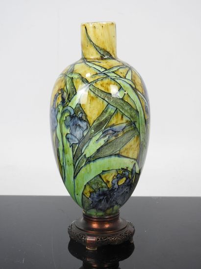 HOLLAND: Pair of ceramic vases with polychrome...