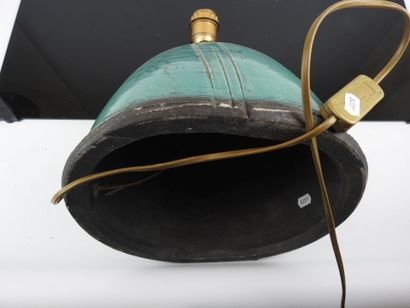 LAMP base in raku with incised decoration...