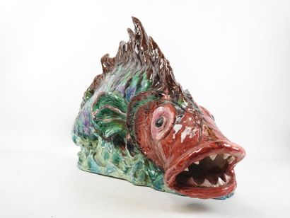 G. MAIRE (XXth): Rascasse fish. Large ceramic...