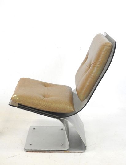 Maison JANSEN: Two armchairs in smoked securit...