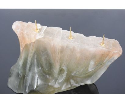 DAUM France: Three-light candelabra in pâte...