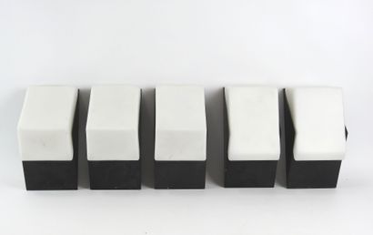 RAAK: Five sconces in black metal and opaline...