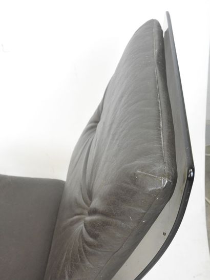 Maison JANSEN: Three armchairs in smoked...