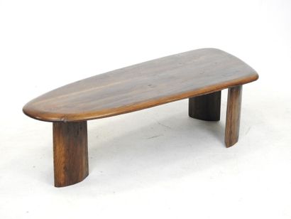 Free-form LOW TABLE in natural wood on three...