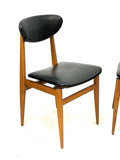 SIX SCANDINAVES in exotic wood, oval back,...