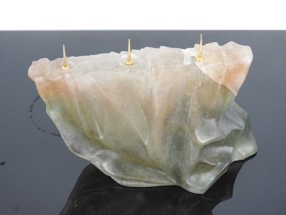 DAUM France: Three-light candelabra in pâte...