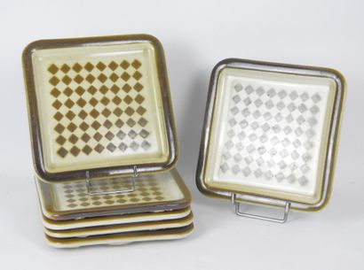 Roger CAPRON (1922-2006): Six two-tone earthenware...