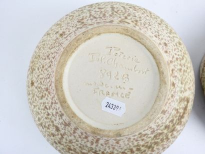 Pol CHAMBOST (1906 - 1983): Two cream ceramic...