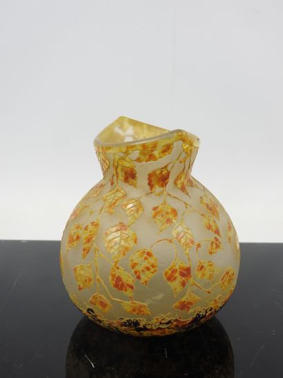 DAUM Nancy: Double glass vase with flared,...