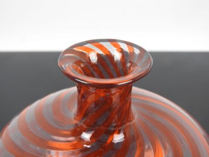 MURANO: Orange glass vase with spiral motifs,...