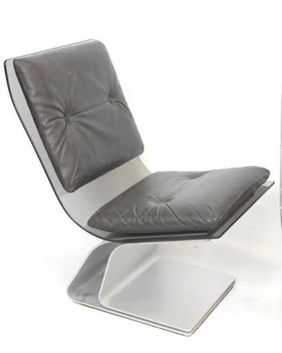 Maison JANSEN: Three armchairs in smoked...
