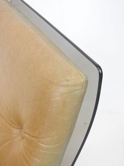 Maison JANSEN: Two armchairs in smoked securit...