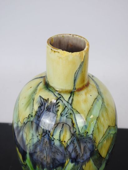 HOLLAND: Pair of ceramic vases with polychrome...