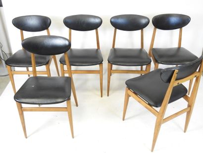 SIX SCANDINAVES in exotic wood, oval back,...