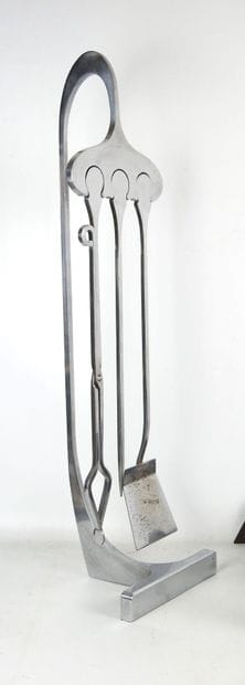 JEAN-PAUL CREATIONS: Chromed metal fireplace...