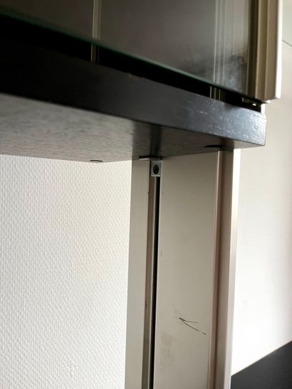 LARGE MODULABLE WALL LIBRARY forming a desk,...