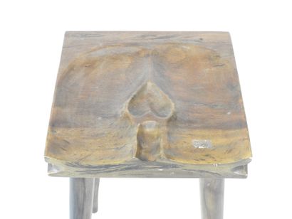 Solid wood SCULPTURAL BAR TABOURET, carved...