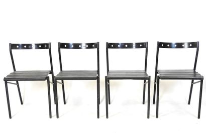 Philippe GONNET (20th): Four chairs in blackened...